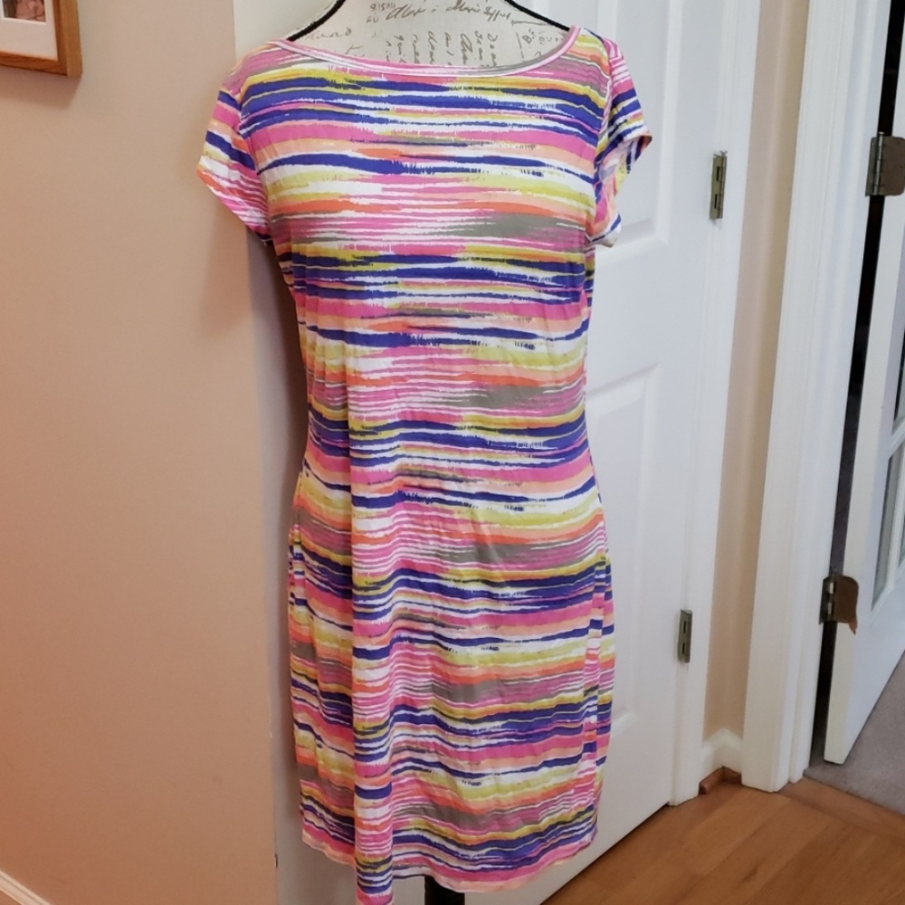 Multi colored striped tshirt dress